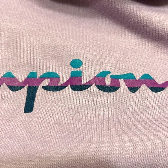 Champion Lavender Purple Teal Logo Script Hoodie Sz Medium - Picture 5 of 12